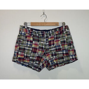 J.Crew 6 Madras Patchwork Multi Color City Fit Preppy Classic Womens Shorts 3"